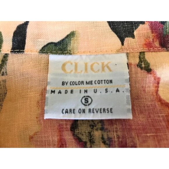 CLICK by COLOR ME COTTON 100% Linen Button Up Top Size Small Peach Floral - Picture 6 of 7